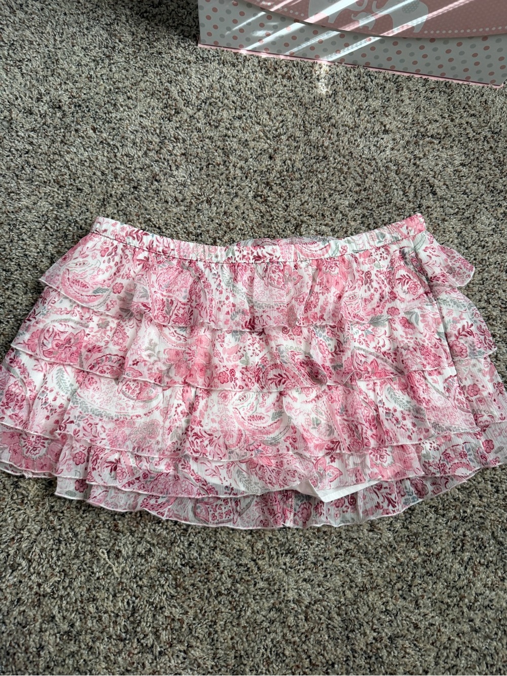 Hollister Pink Floral Tiered Ruffle Mini Skirt